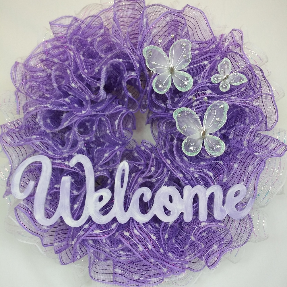 Beautiful Spring Butterfly Welcome Wreath